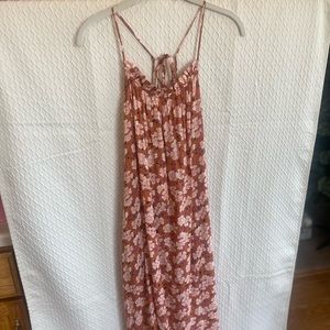 The Nines floral summer maxi dress. Brown/pink. Small. Adjustable straps. NWT.
